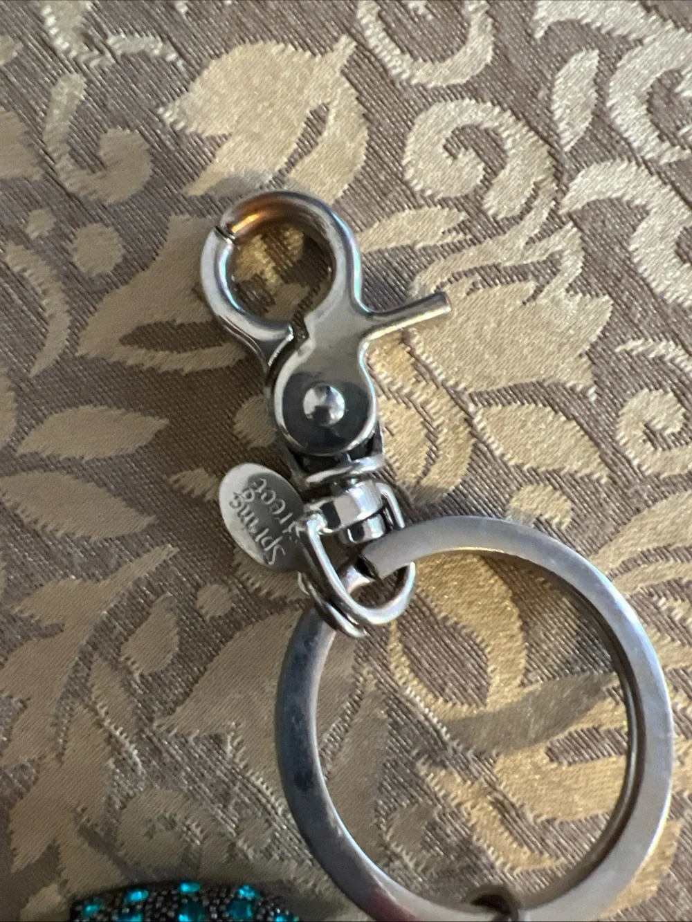 Spring Street High Heel Shoe Keychain Rhinestones Teal Turquoise Fashion